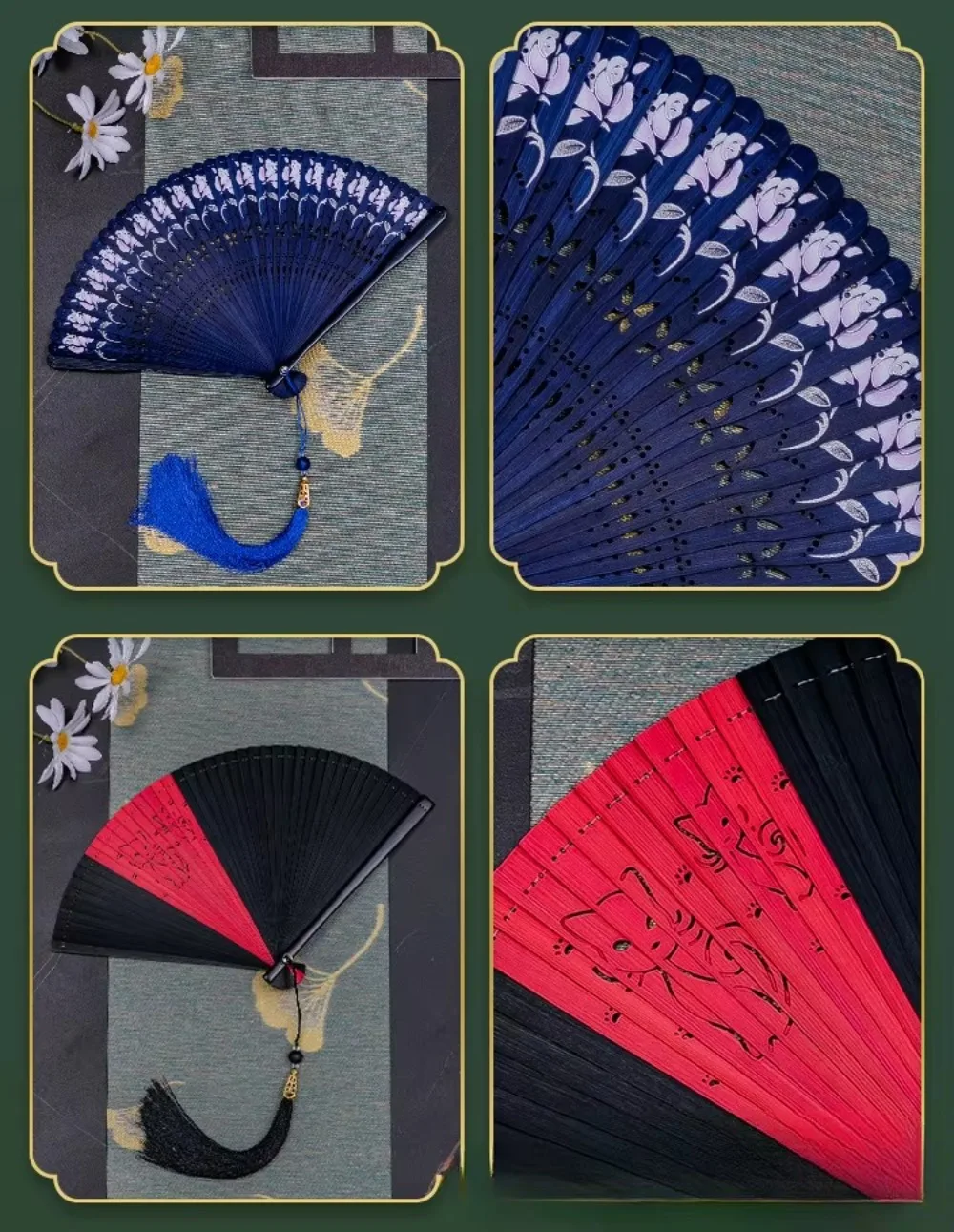 Chinese Style Japanese Classical Folding Fan Black Portable Women's Folding Fan Exquisite Ancient Style Bamboo Fan
