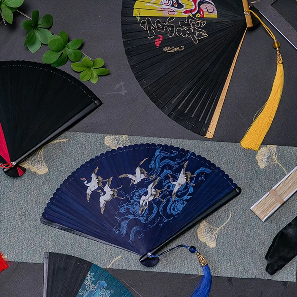 Chinese Style Japanese Classical Folding Fan Black Portable Women's Folding Fan Exquisite Ancient Style Bamboo Fan