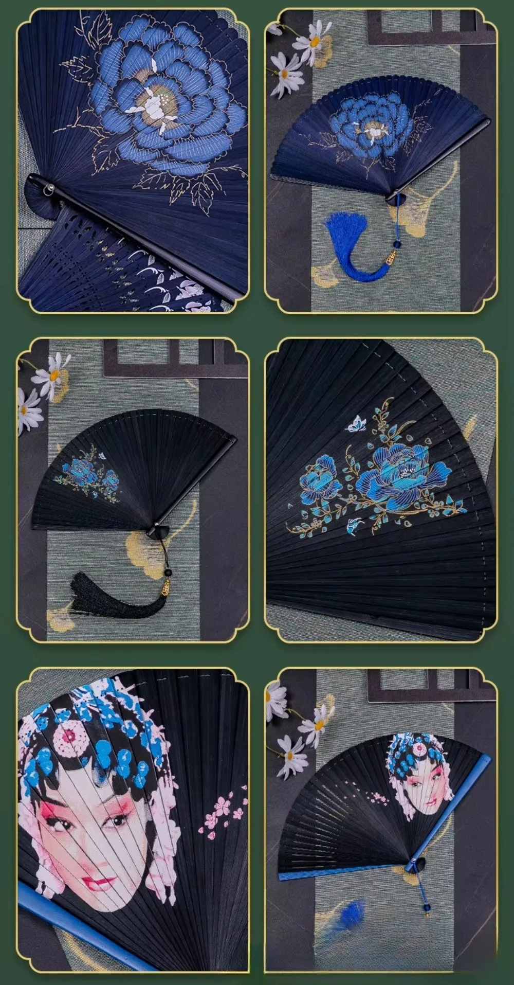 Chinese Style Japanese Classical Folding Fan Black Portable Women's Folding Fan Exquisite Ancient Style Bamboo Fan