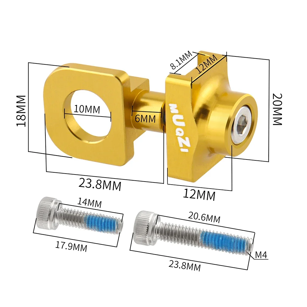 Single Speed Bike Chain Tensioner Bolt Screw Cycling Chain Adjuster Aluminum Alloy Tensioners Fixed Fastener Bicycle Accessories