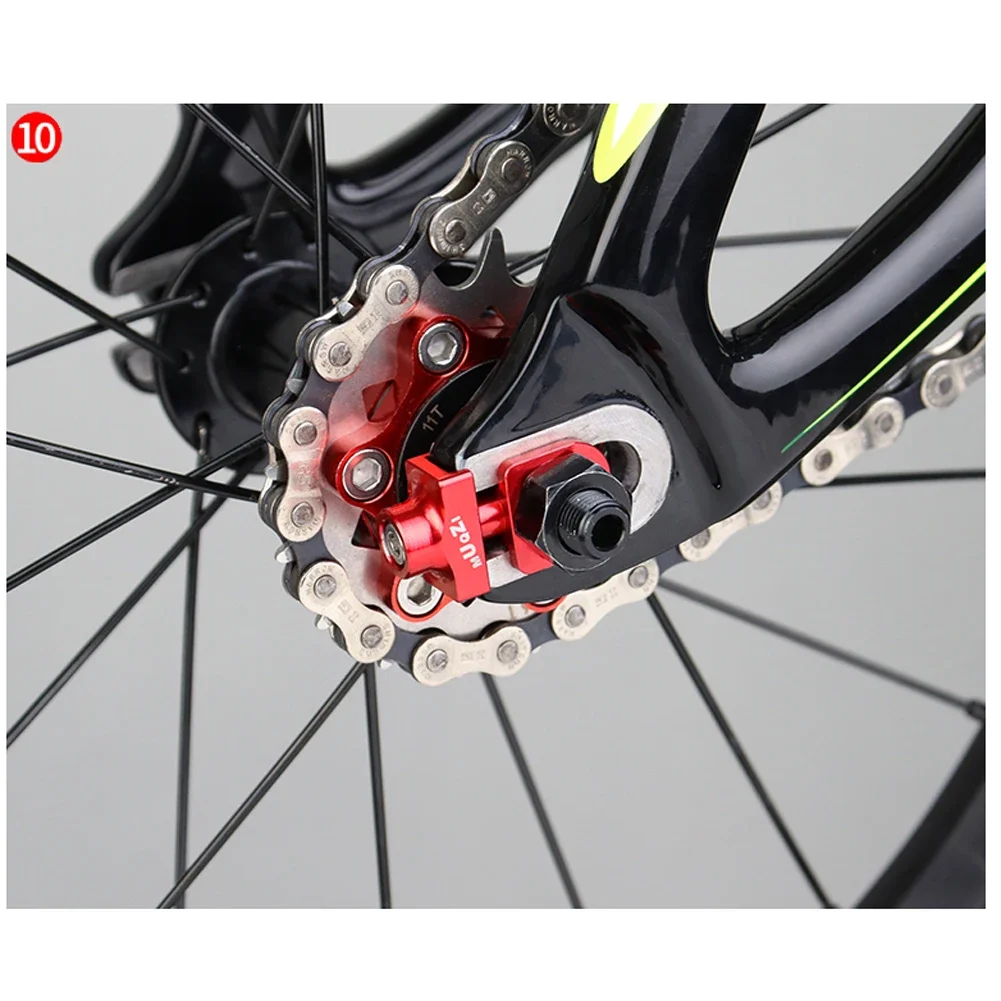Single Speed Bike Chain Tensioner Bolt Screw Cycling Chain Adjuster Aluminum Alloy Tensioners Fixed Fastener Bicycle Accessories
