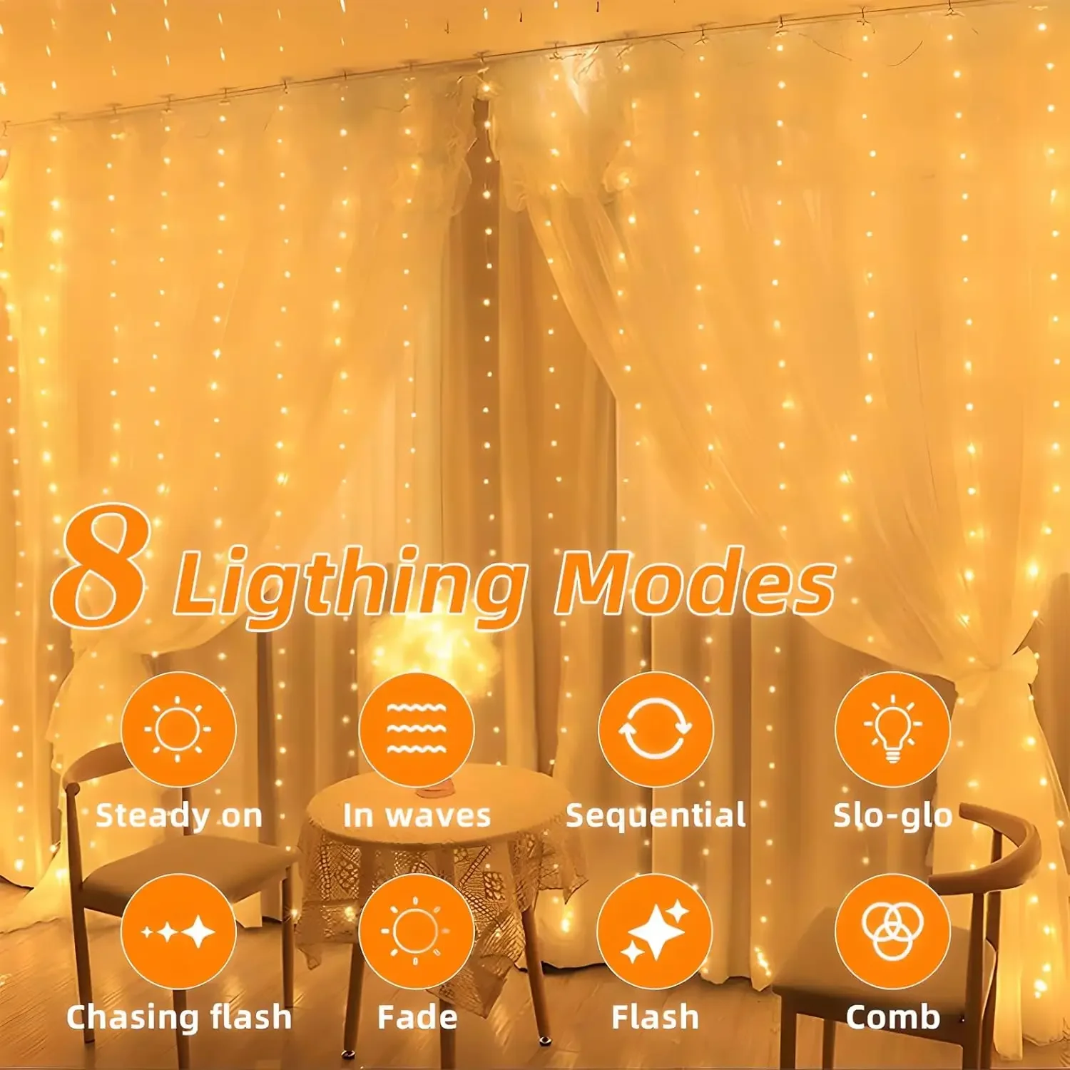 Solar Curtain Light LED Outdoor Waterproof 300leds Garland Decoration String Lights Yard Fairy Garland String Lights