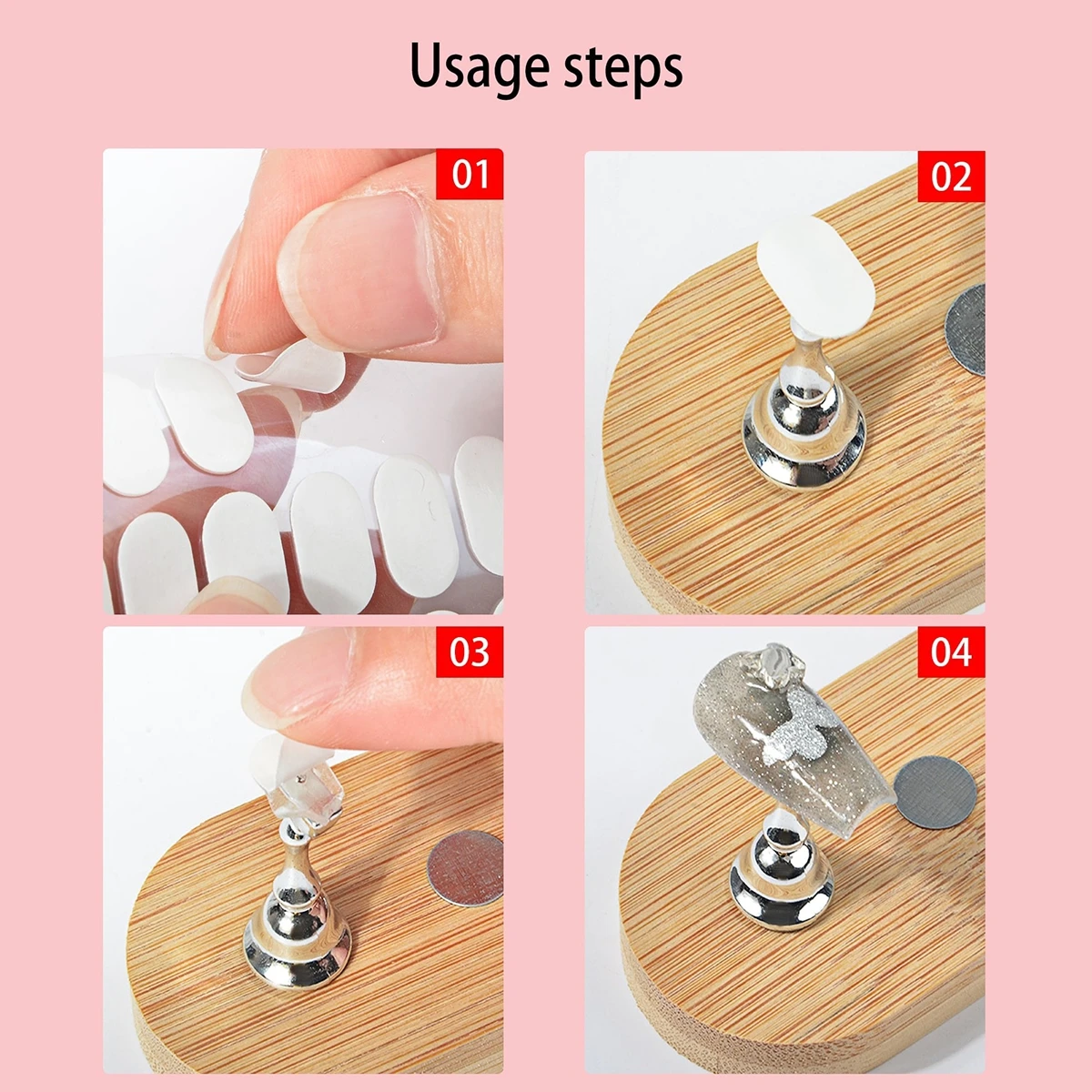 1 to 20 Sheets Nail Tip Glue Stickers for Nail Display Tips, 100pcs/Sheet Double Sided Adhesive Tabs for Practice Nail Stand