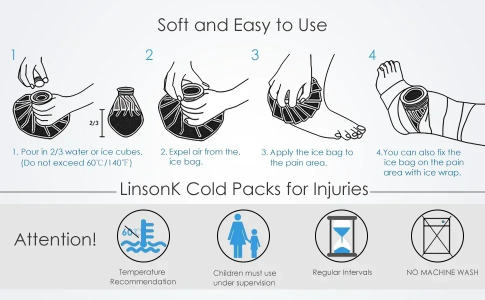 Hot Water Bag For Pain Relief Cold Water For Fever Reusable Ice Bag Pack for Arm Calf Knee Ankle Shoulder Neck Sprained