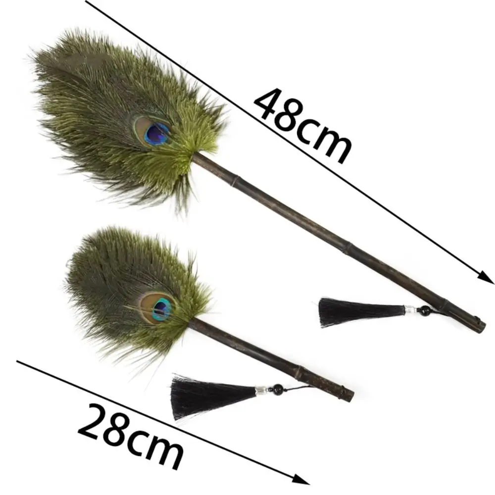 Portable Peacock Ostrich Feathers Duster Brush Handle Anti-static Cleaning Tools Household Dust Sweeping Brushs Multi-function
