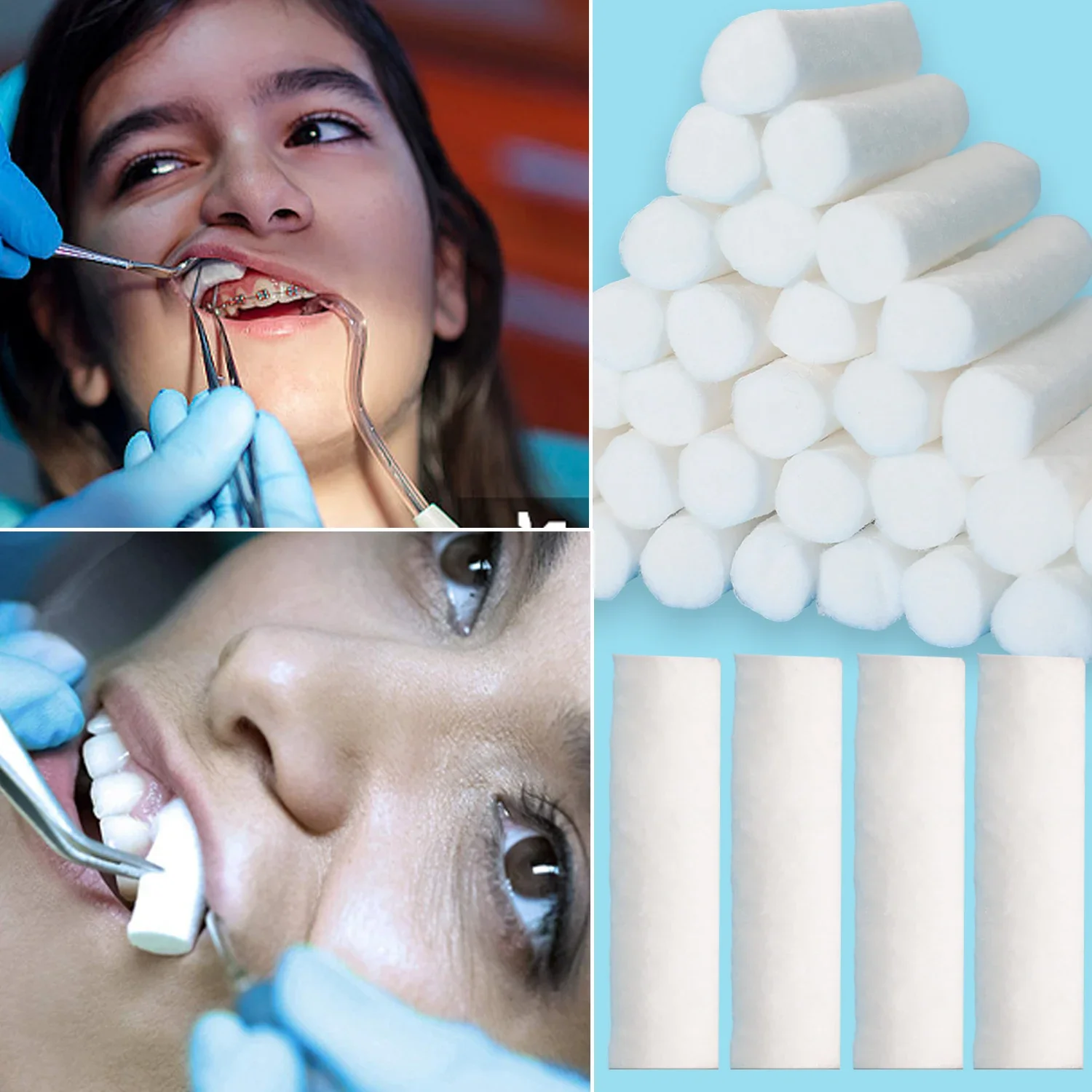 50/100pcs Disposable Dental Medical Surgical Cotton Rolls Tooth Gem High-purity Cotton Roll Dentist Teeth Whitening Consumables