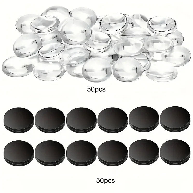 100pc (50pc Glass + 50pc Fixed Piece) Refrigerator Glass Round Magnet, Decorative Magnet, Kitchen Decoration