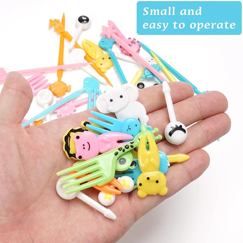 Mini Fruit Forks For Children Kids Cute Animal Food Picks Snack Toothpicks With Vegetable Cutter Set Silicone Lunch Box Dividers