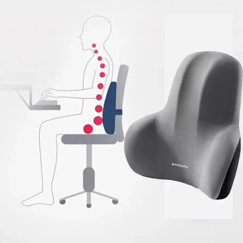 Memory Foam Lumbar Back Cushion for Car Office Gaming Chairs and Postpartum Waist Support Multi Functional Pain Relief Pillow