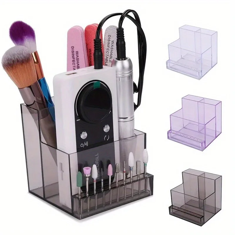 1PC Nail Drill Bits Holder Display Clear Nail Display Box Transparent Makeup Organizer Nail Manicure Tools Acrylic Nail Display