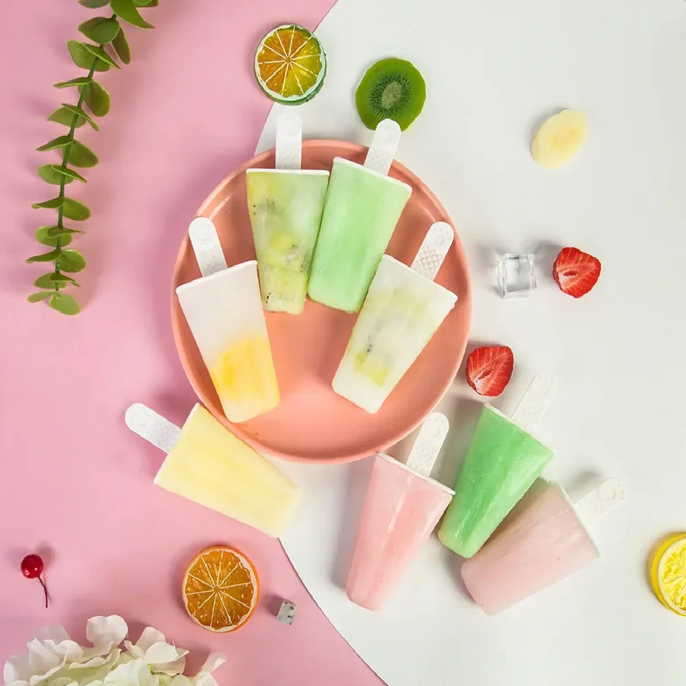 Premium BPA-Free Silicone Popsicle Molds with 6/10 Reusable Sticks - Easy Release Homemade Ice Pop Maker for Kids & Family