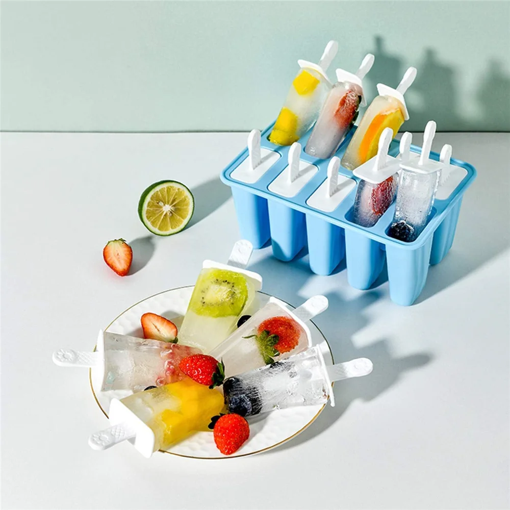 Premium BPA-Free Silicone Popsicle Molds with 6/10 Reusable Sticks - Easy Release Homemade Ice Pop Maker for Kids & Family