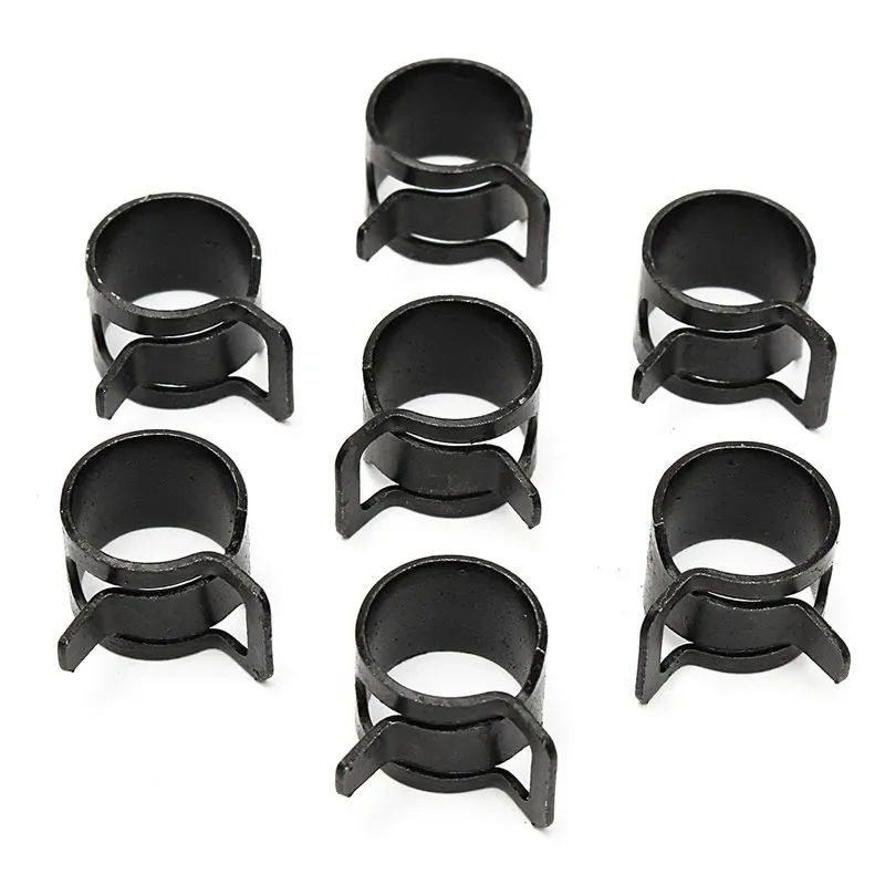 10pcs Stainless Steel Spring Hose Clamps 6-22mm Fuel/Water/Air Pipe Clips for Automotive and Plumbing