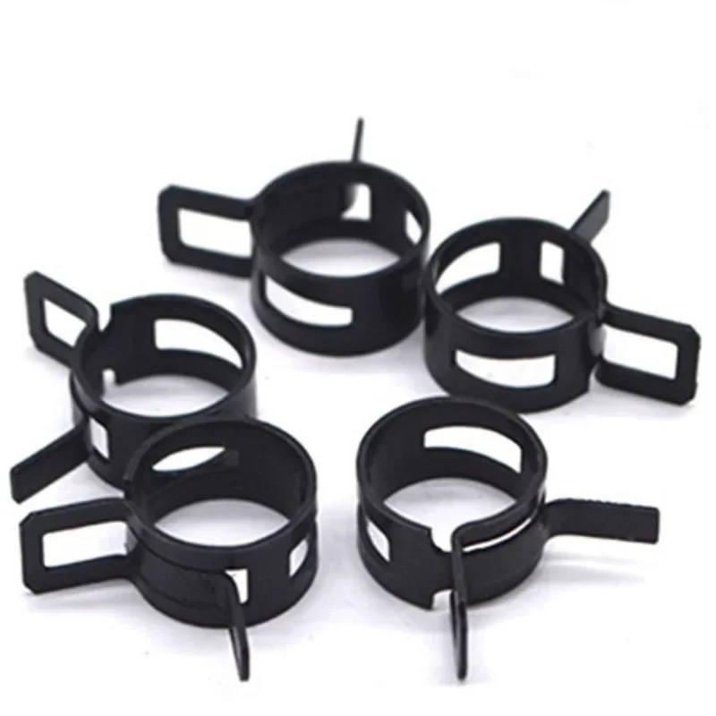 10pcs Stainless Steel Spring Hose Clamps 6-22mm Fuel/Water/Air Pipe Clips for Automotive and Plumbing