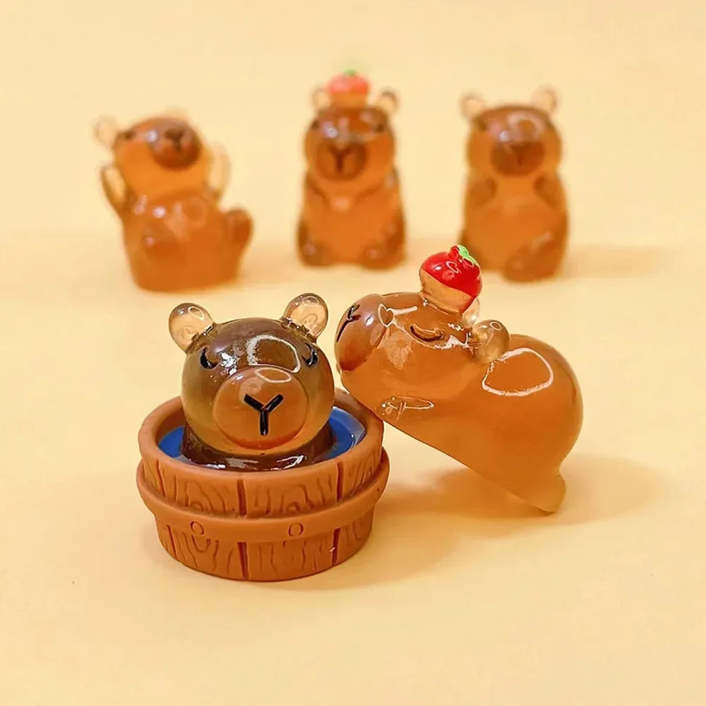 10/20pcs Luminous Capybara Mini Resin Animals Figurines,Glow At Night Outdoor Craft Decor for Miniature DIY Garden Accessories