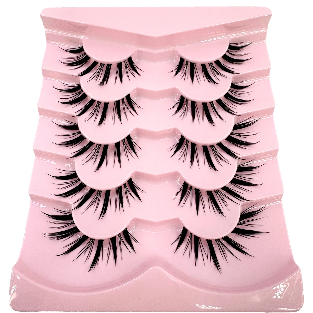 HBZGTLAD 5 Pairs of Anime Role-Playing Fake Mink Eyelashes Natural Full Lashes Transparent Tape Soft Eyelash Extension