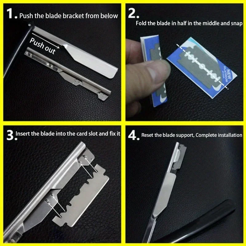 Stainless Steel Foldable Manual Razor | 10-Pack Replacement Blades | Men's Grooming Essential for Smooth & Close Shave