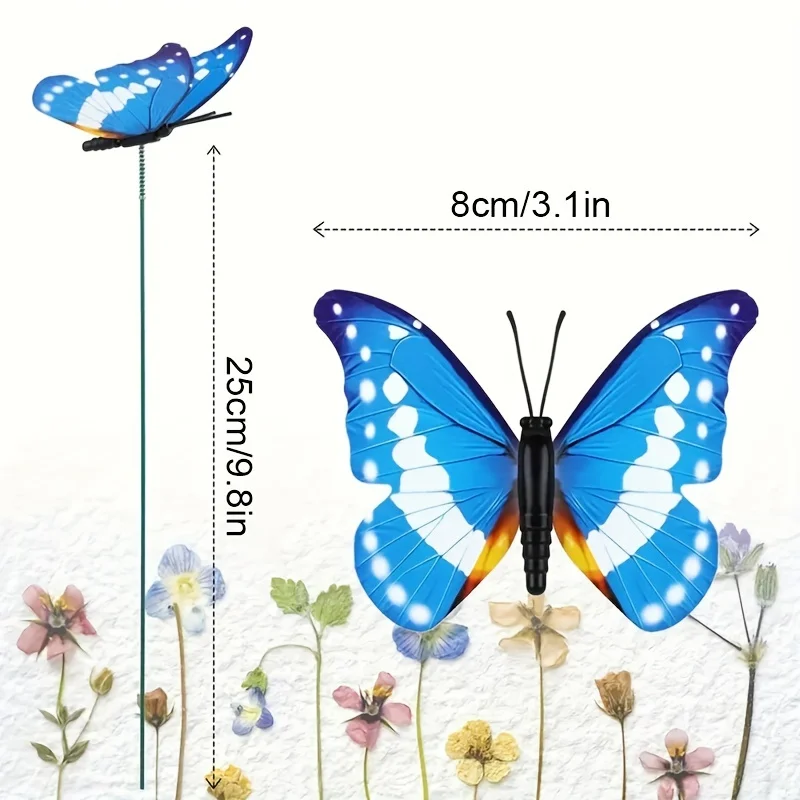 ,24pcs Glow In The Dark Luminous Butterfly Stakes - Perfect For Outdoor Garden Lawn Decoration!