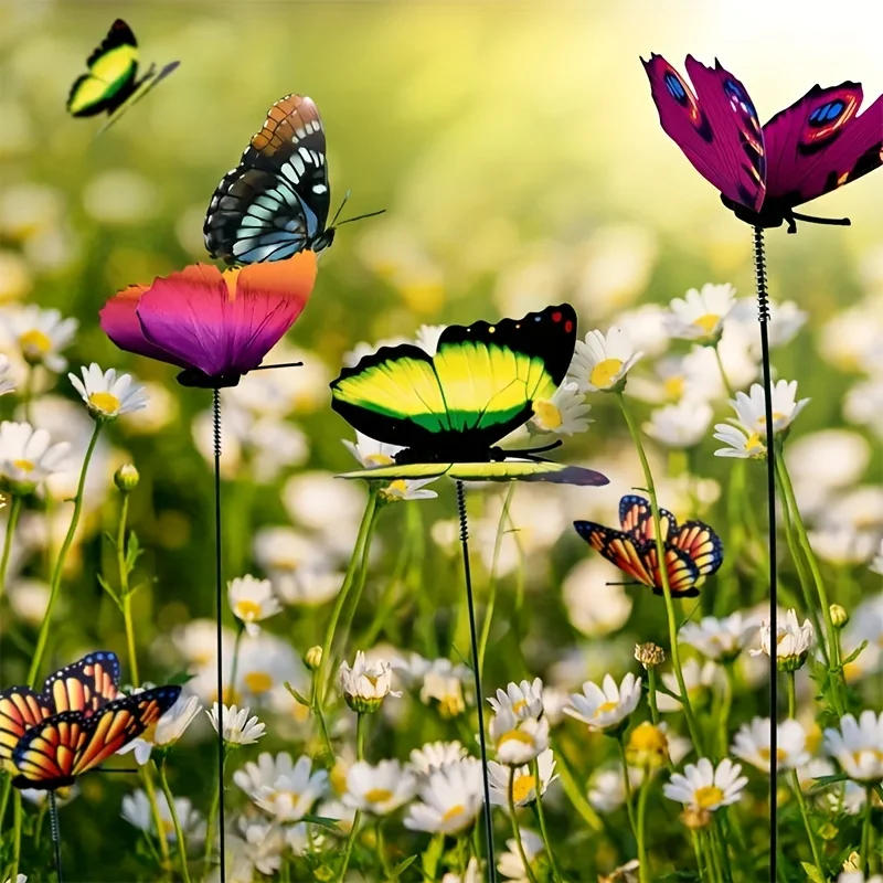 ,24pcs Glow In The Dark Luminous Butterfly Stakes - Perfect For Outdoor Garden Lawn Decoration!