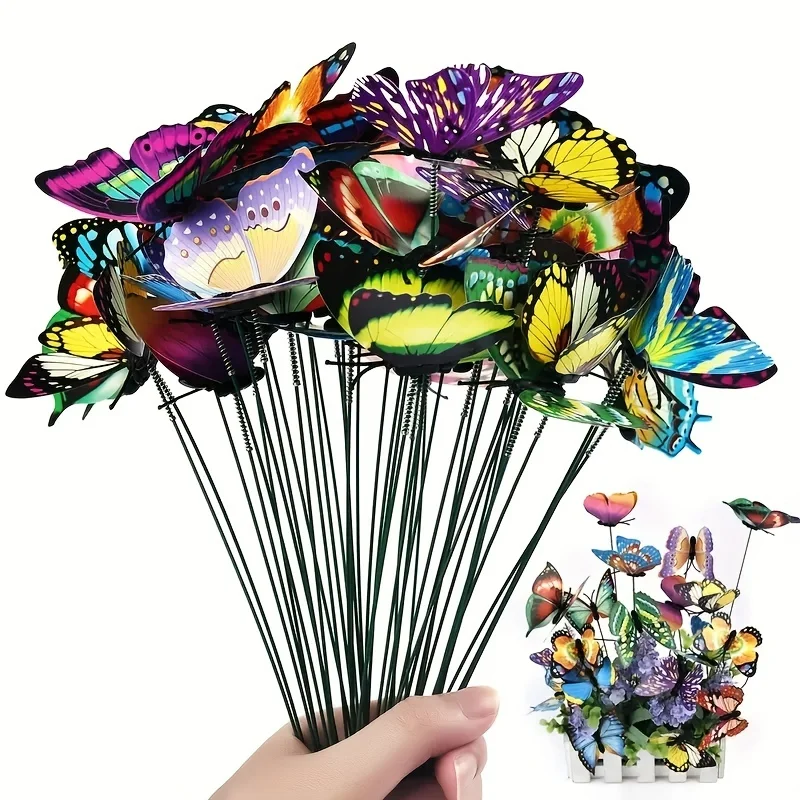 ,24pcs Glow In The Dark Luminous Butterfly Stakes - Perfect For Outdoor Garden Lawn Decoration!