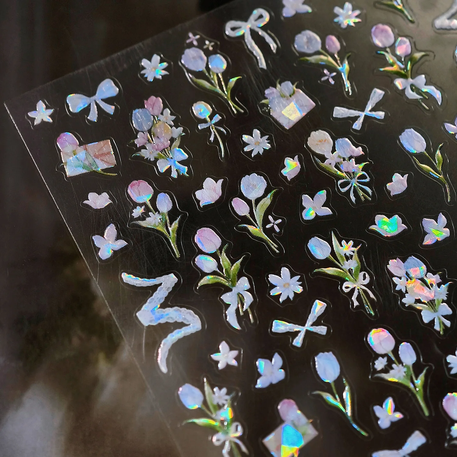 Colorful Floral Nail Art Sticker Summer Garden Motifs Juicy Flower Petals Dimensional Botanical Patterns Adhesive Manicure Decal