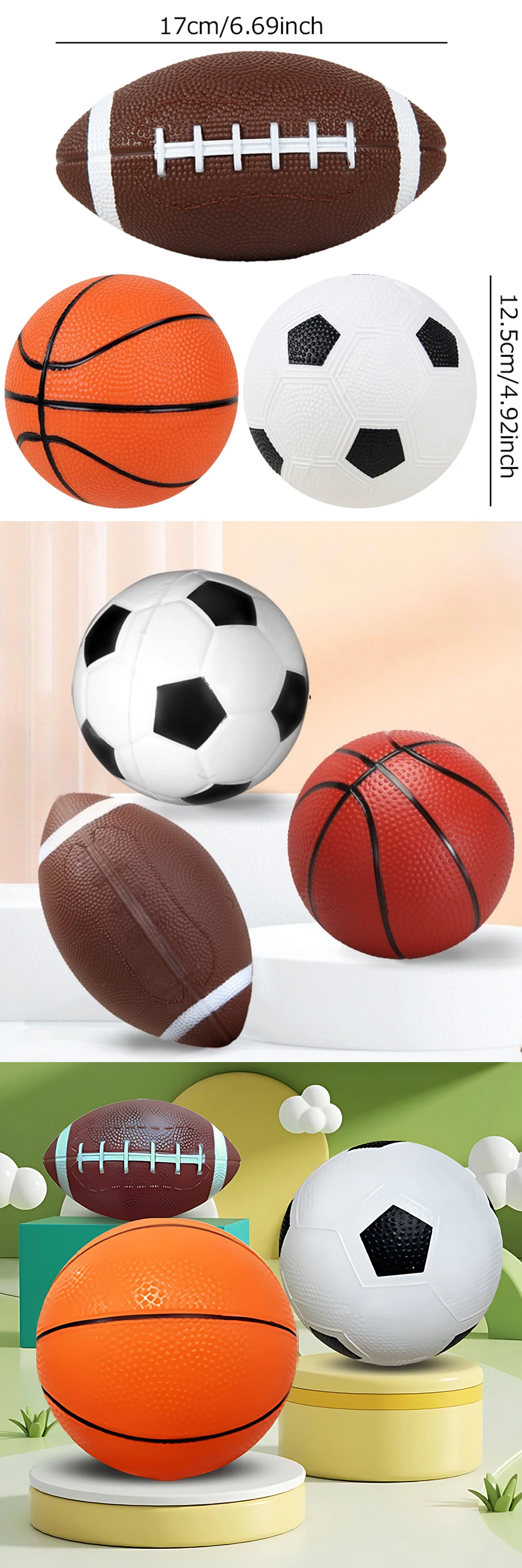 1/2/3PCS Balls Football Basketball Rugby Elastic Inflation Mini Balls Colorful Sports Outdoor Games Supplies Party Souvenirs ZYF
