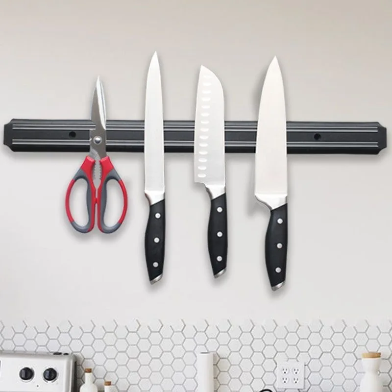 Stainless Steel Wall-Mounted Knife Magnetic Strong Powerful Holder Kitchen/Bar Secure Rack Reliable Knife Storage Magnetism
