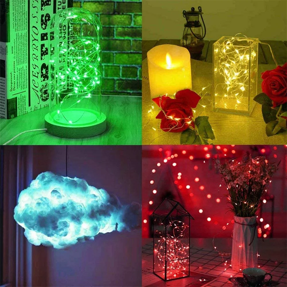 2M 20LED Battery Operated Fairy Lights Mini Copper Wire Firefly String Lights for Indoor Outdoor Wedding