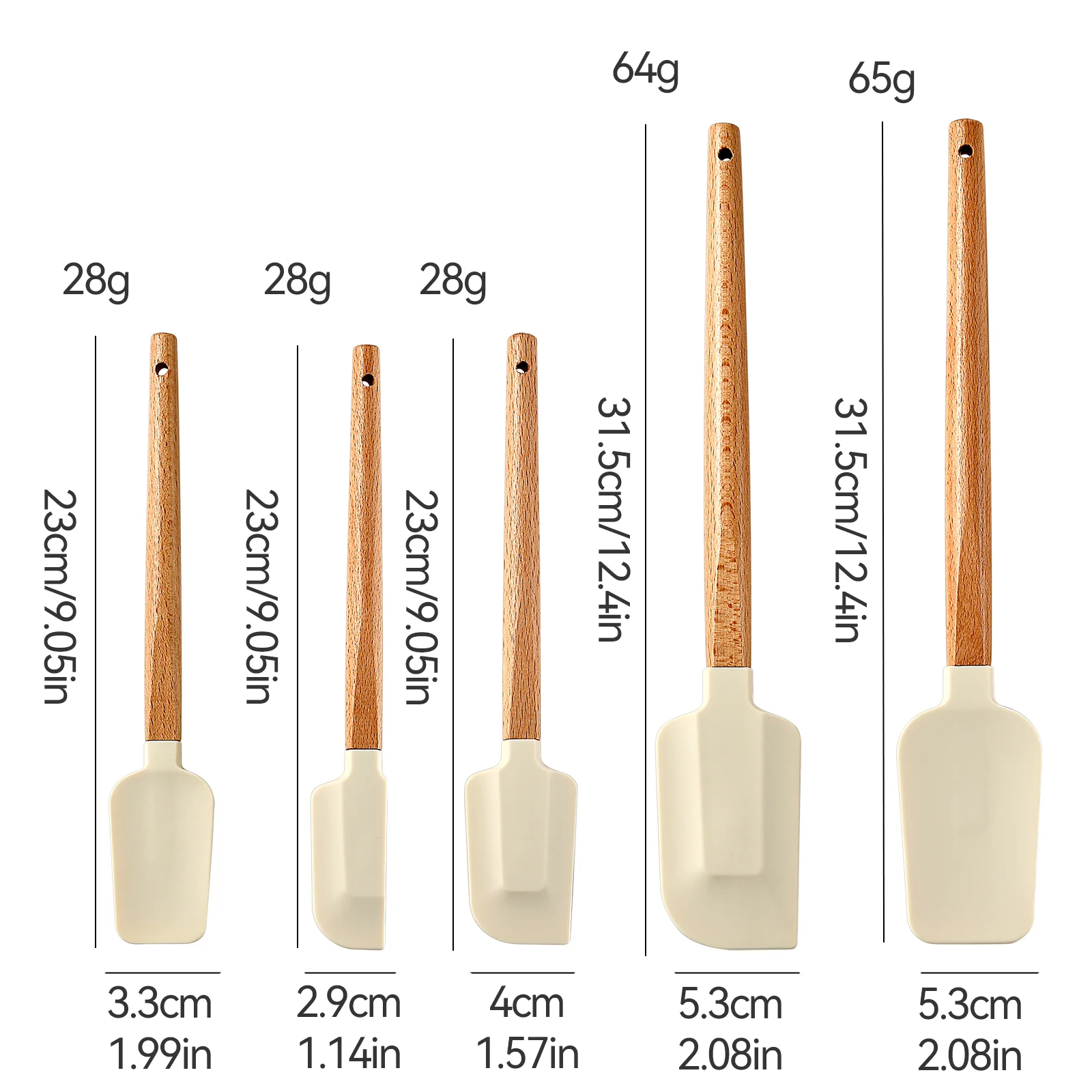 Silicone Scraper Scraper, Home Baking Wooden Handle Scraper, Cake Scraper, Cream Small Spatula Set