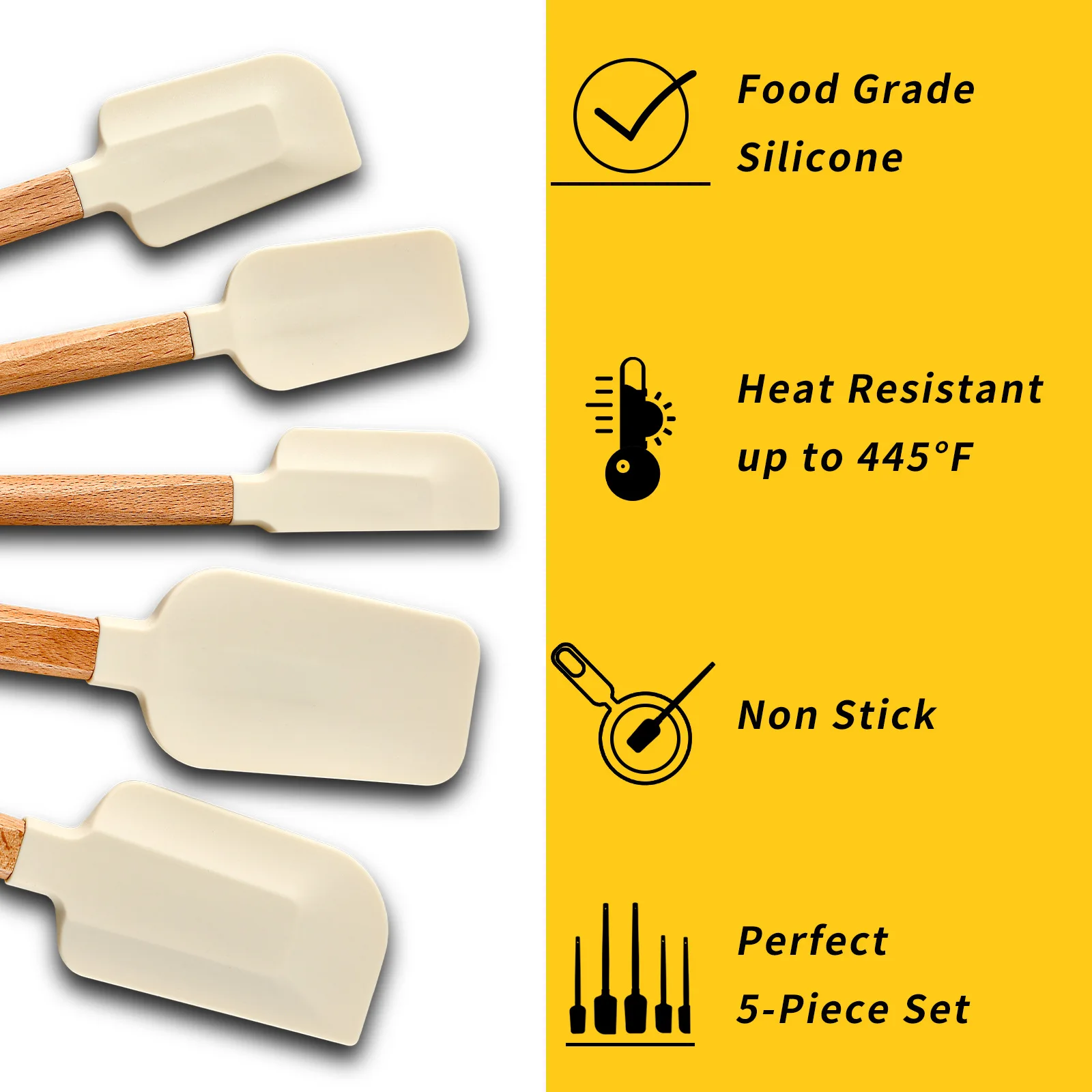 Silicone Scraper Scraper, Home Baking Wooden Handle Scraper, Cake Scraper, Cream Small Spatula Set