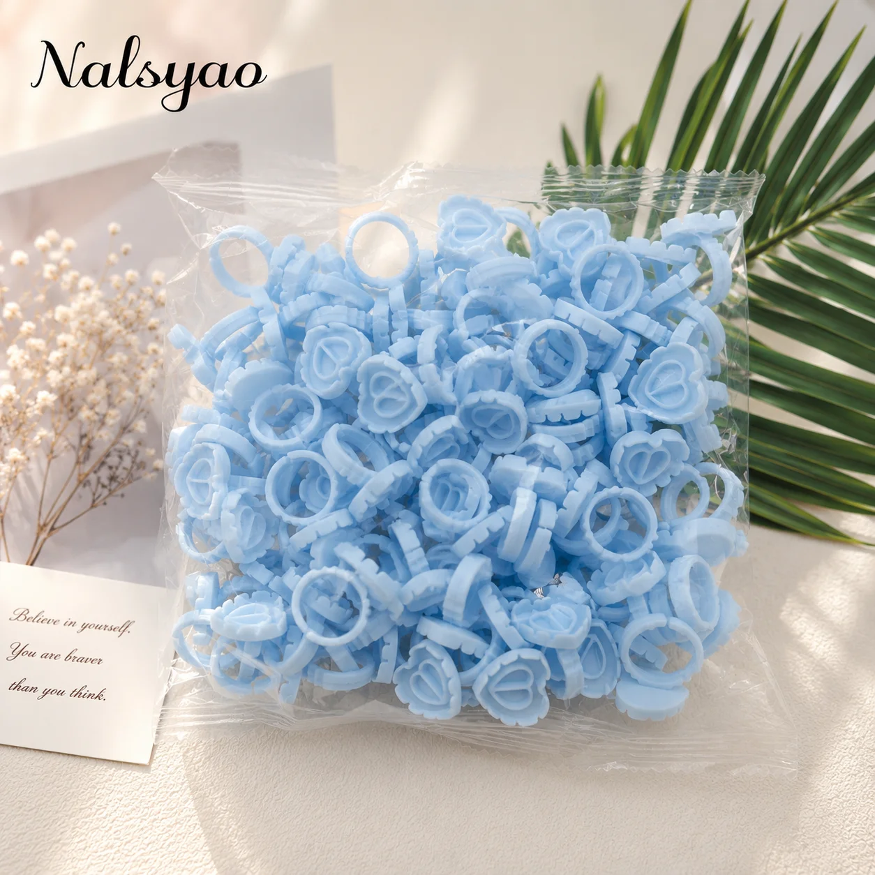 100 PCS Disposable Heart-shaped Plastic Glue Ring Cup Eyelash Extension Tattoo Pigment Holder Pallet Lash Makeup Supplies Tools