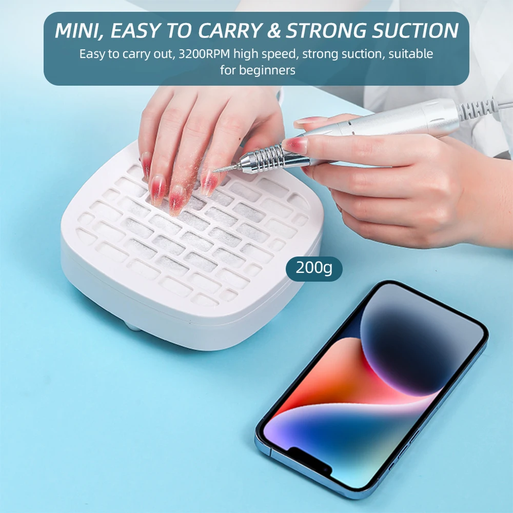 USB Mini Manicure Nail Vacuum Cleaner Strong Suction Nail Dust Collector Portable Nail Art Vacuum Dust Cleaner Extractor Fan