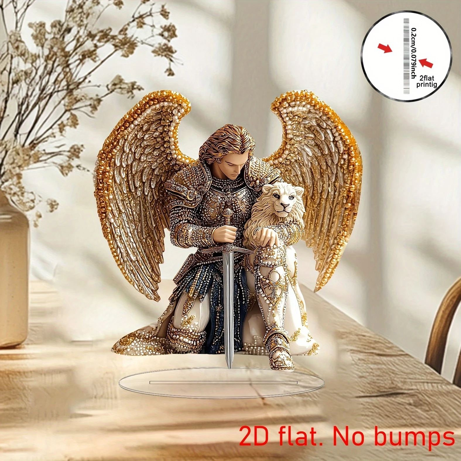 8in Golden Angel Anime Guardian Deity Acrylic Figurine 2D Desktop Bedroom Office Colorful Photography Prop Decoration Gifts Toy