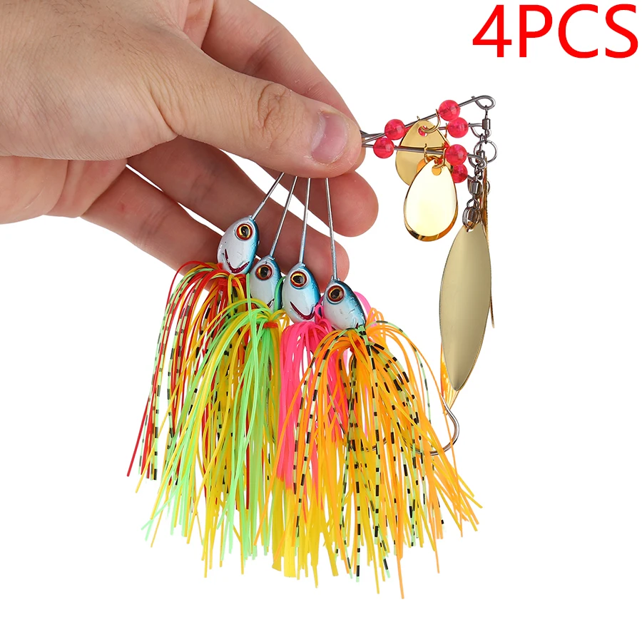 4pcs Swivel Fish Hard Bait Fishing Lures Sinking 17g Spinner Spoon Artificial Baits Metal Sequins Spinnerbait Wobblers For Pike