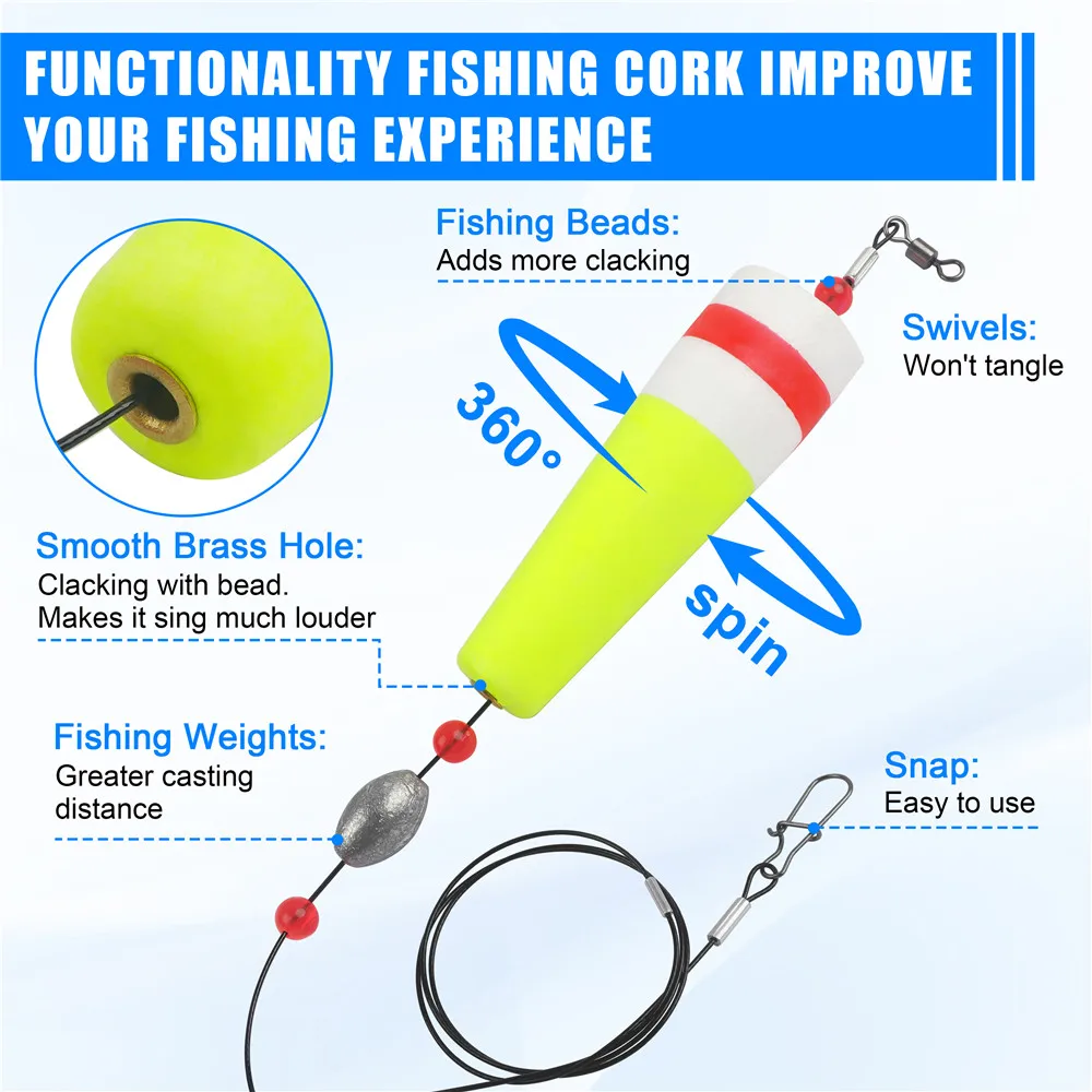 Fishing bobbers Popping Corks for Saltwater Float Rig Weighted fishing floats and bobbers for Redfish Surf fishing Tackle