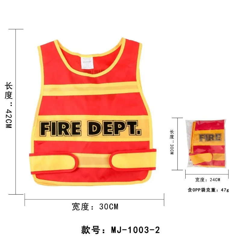 Girls Boys Birthday Role Playing Vest Firefighter Policeman Construction Worker Costume Vest Hat Props Cosplay Theme Party Decor