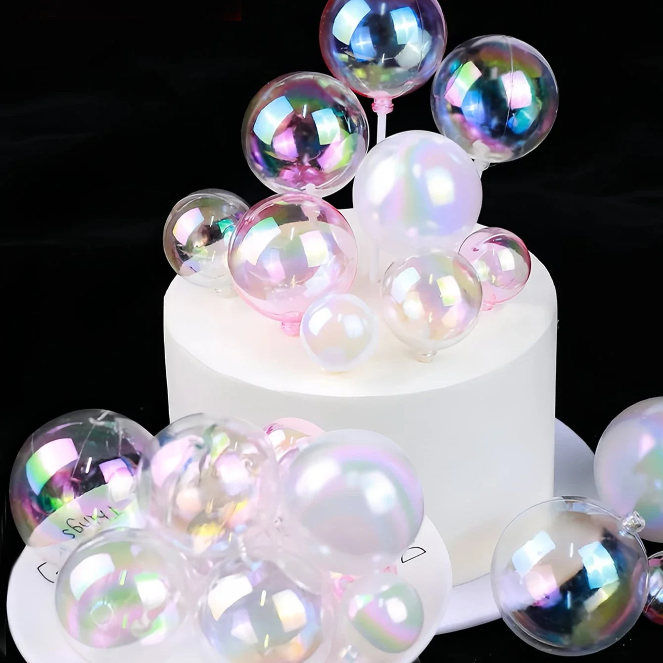 12/24pcs Transparent Colorful Birthday Wishing Ball Cake Decoration Plugin,for Birthday,Wedding,Various Party Cake Decoration