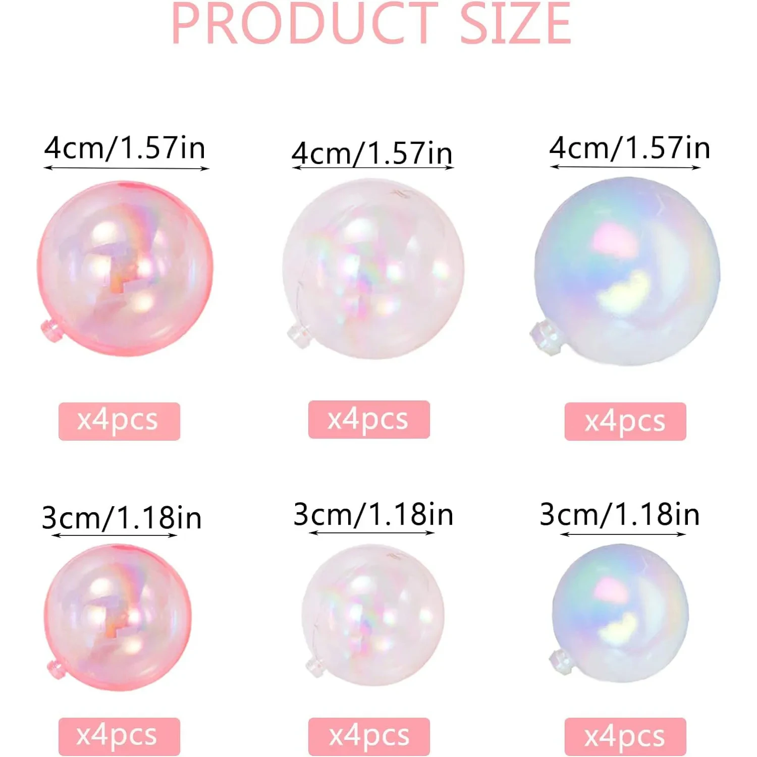 12/24pcs Transparent Colorful Birthday Wishing Ball Cake Decoration Plugin,for Birthday,Wedding,Various Party Cake Decoration