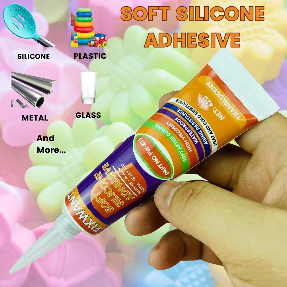 Soft Silicone Adhesive - High Low Temperature Resistant, Waterproof for Bonding Silicone, Metal, Glass, Plastic, Ceramic etc.
