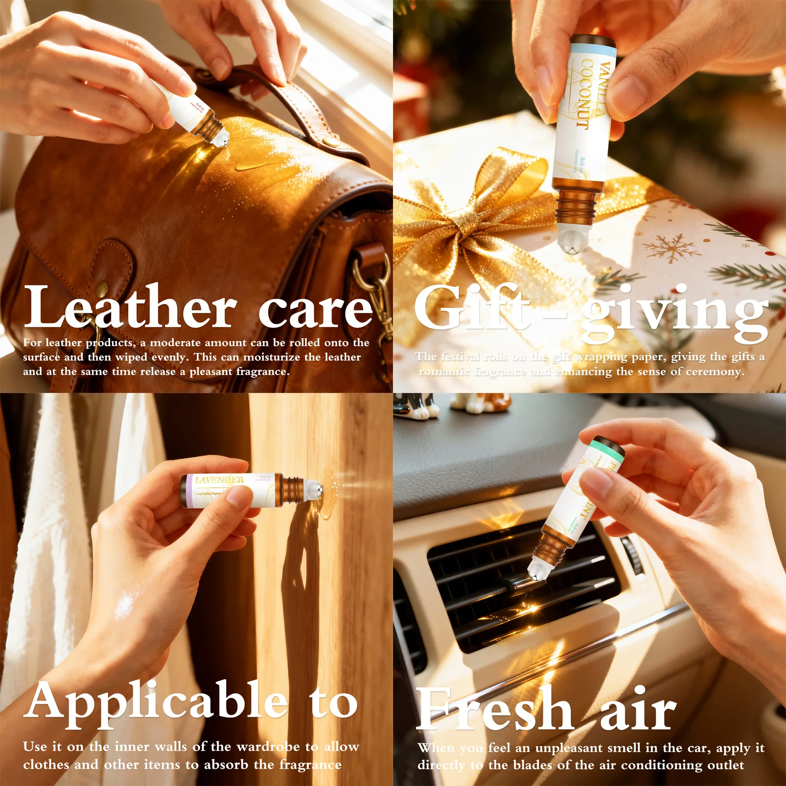 2PC/1PC Cookie Coffee Fragrance Oils Roller 10ml Car Diffusers Oil For Comfort & Humidifier Sweet Baked Scent Gifts