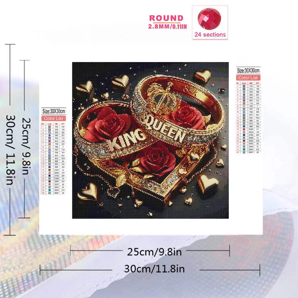 Momoart New Arrival Diamond Embroidery Ring Painting Rose Flower DIY Picture Rhinestones Love Heart Mosaic Scenery Wall Decor