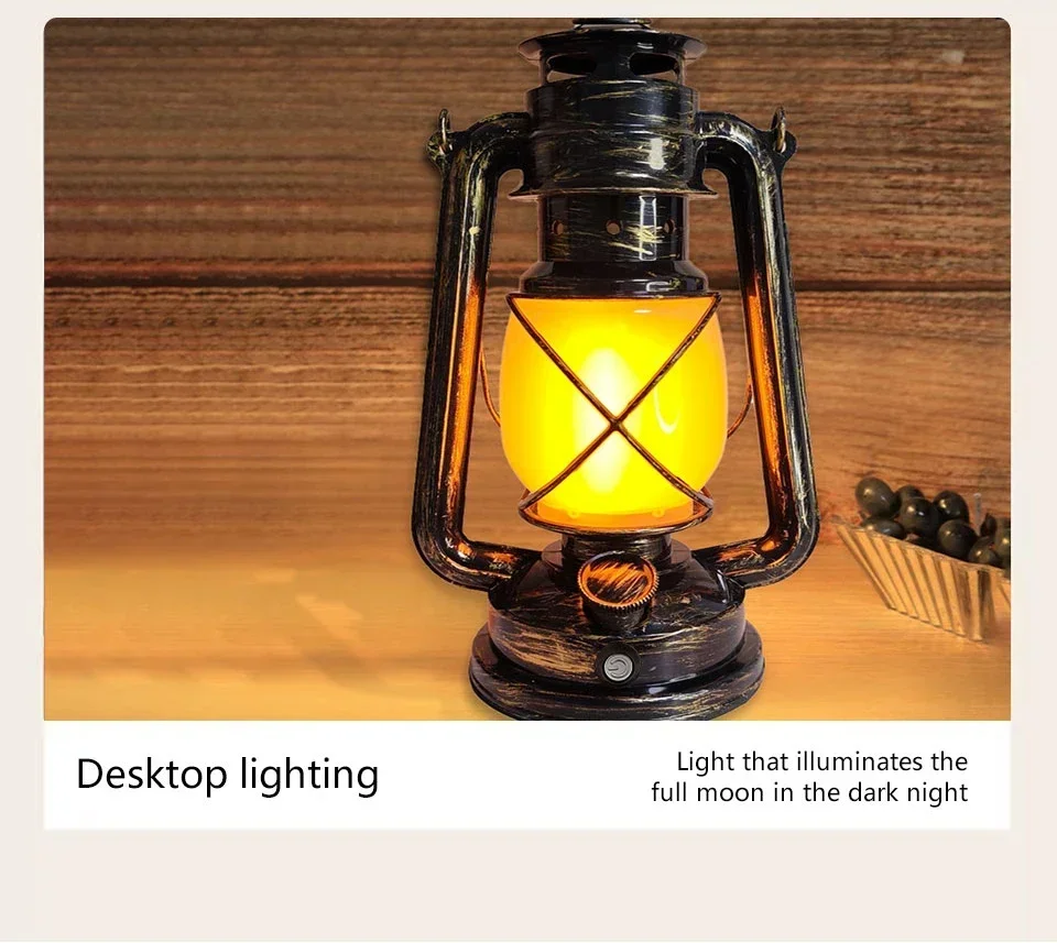 Vintage Lantern Portable Camping Light Rechargeable Outdoor Hanging Travel Light 3 Lighting Modes For Bar Restaurant Decoration