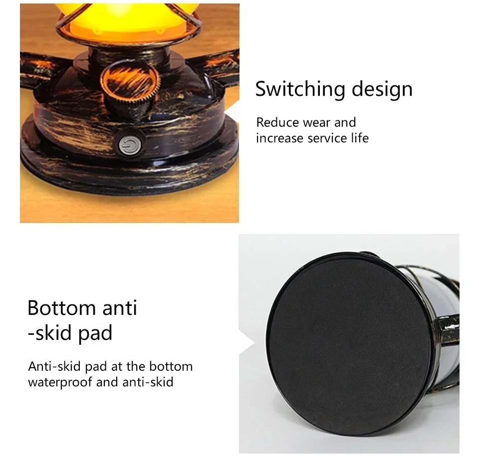 Vintage Lantern Portable Camping Light Rechargeable Outdoor Hanging Travel Light 3 Lighting Modes For Bar Restaurant Decoration