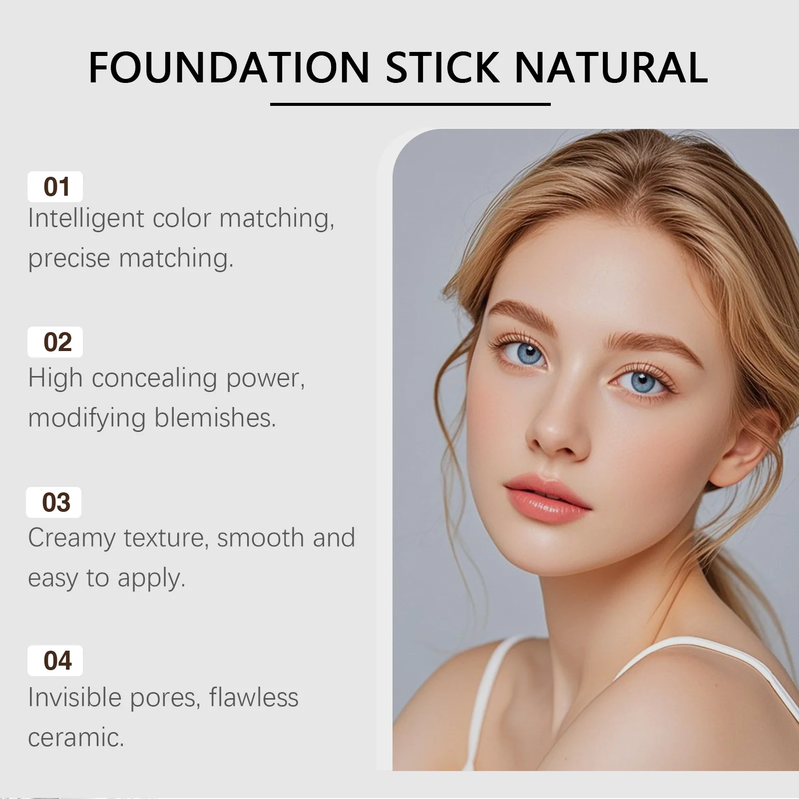 Color Changing Foundation Stick with Makeup Brushes 2 in 1 Lasting Waterproof Matte Finish Lightweight High Coverage Makeup Base