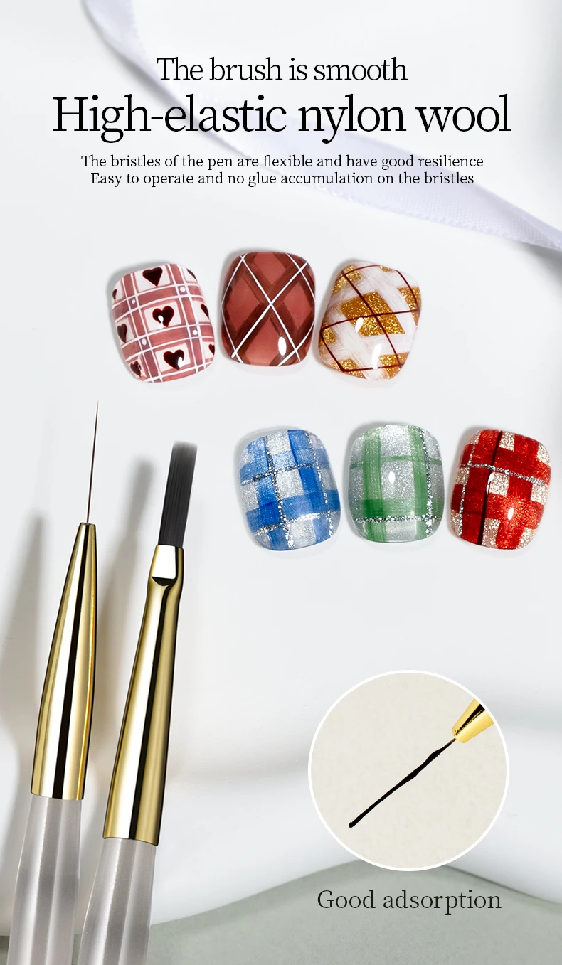 RSNAIL Nail Art Brush Set Vintage Checker Brush Ultra-Fine Drawing Painting Brushes Nail Art Kit with Y2K Style Manicure Tools
