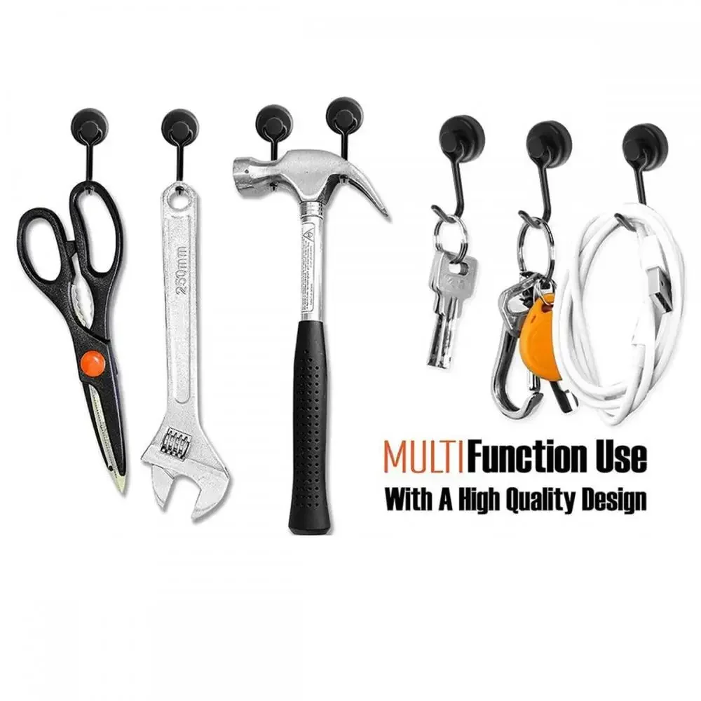 Heavy 1/2/4/8Pcs Duty Magnetic Hooks Strong Neodymium Magnet Hook Black Silver Swivel Hook Kitchen Refrigerator Hanging Tools