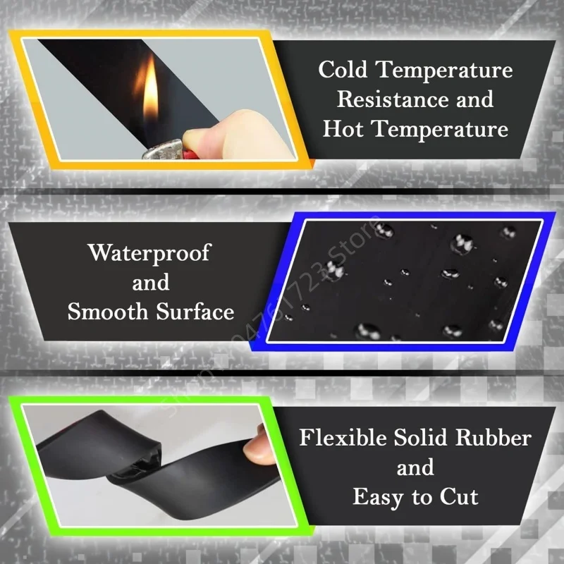 50cm Black Silicone Rubber Strip Self Adhesive Anti-skid Shock Absorption Damper High Temperature Resistant Sealing Strip