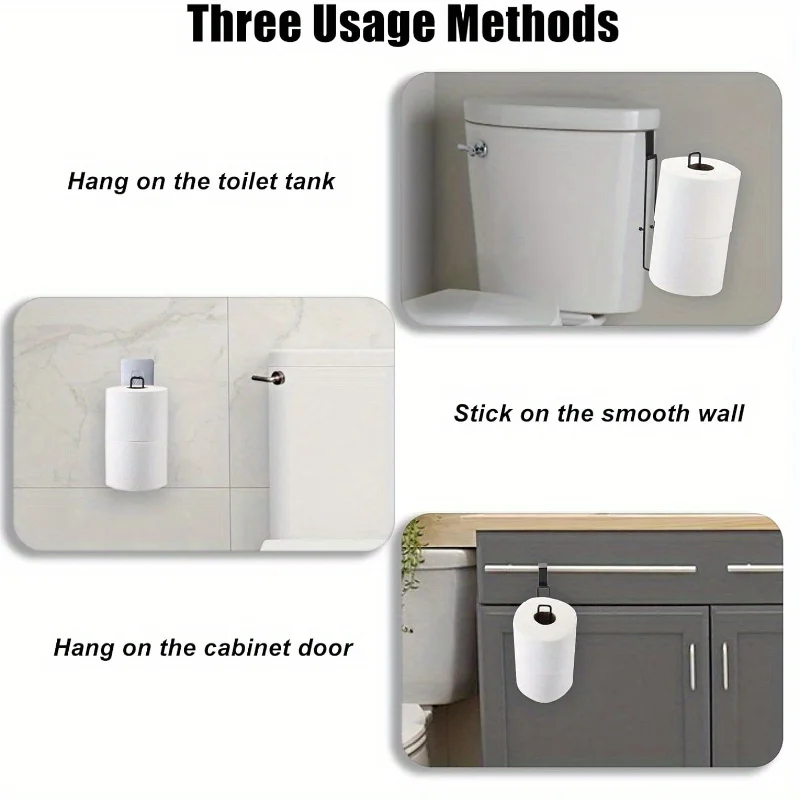 Bathroom Toilet Paper Holder with Storage Extra 3 Rolls, Over The Tank Toilet Paper Holder Wall Mount, Small Restroom Organizer