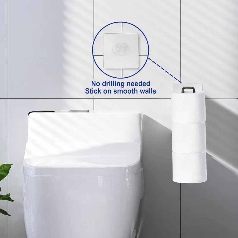 Bathroom Toilet Paper Holder with Storage Extra 3 Rolls, Over The Tank Toilet Paper Holder Wall Mount, Small Restroom Organizer