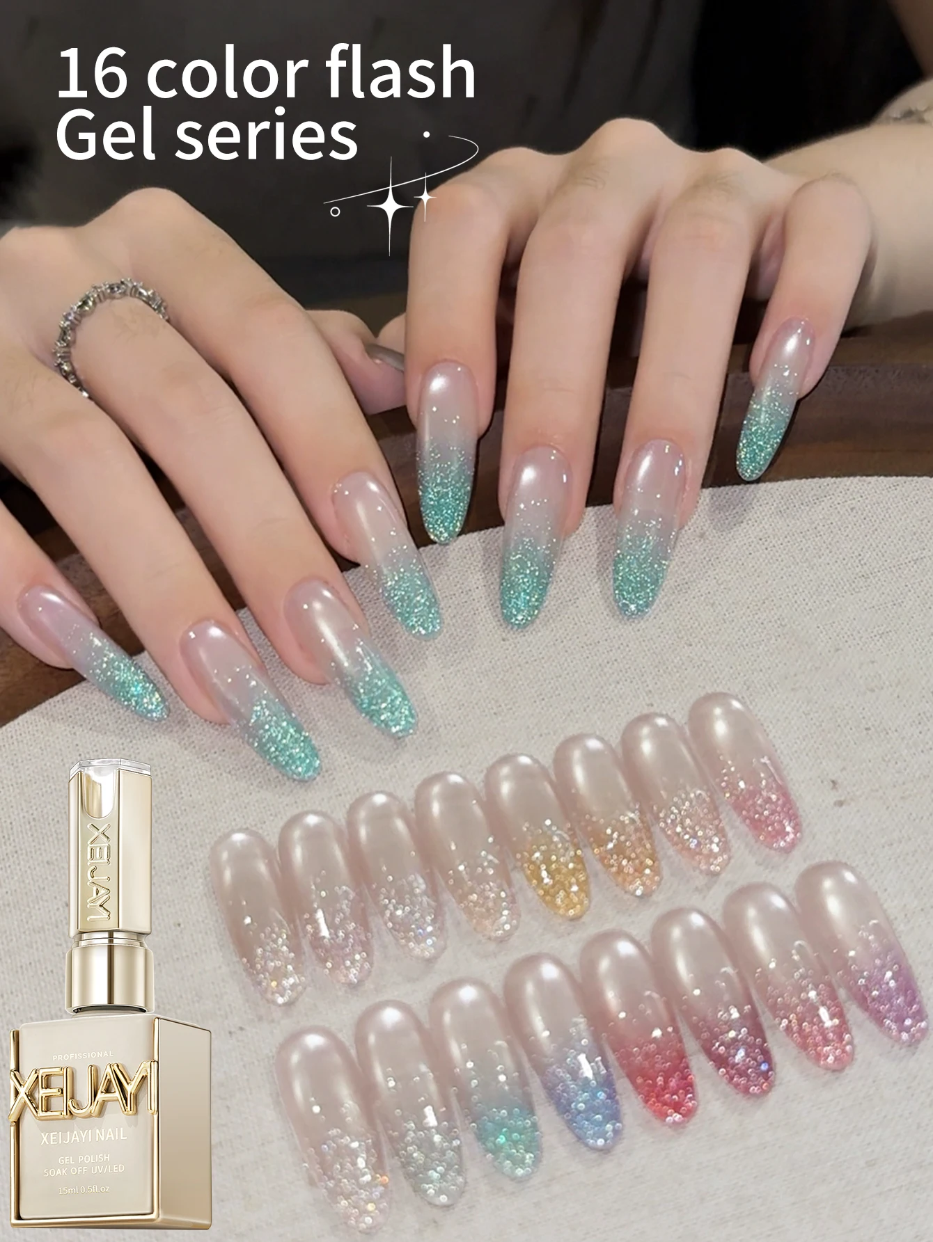 XEIJAYI 1Pc 15ml Gel Nail Polish ,UV LED Soaking Nail Gel, Semi-Permanent, DIY Salon Quality Nail Art Gel For Spring And Summer